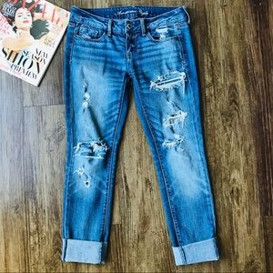 American Eagle distressed boyfriend jean
